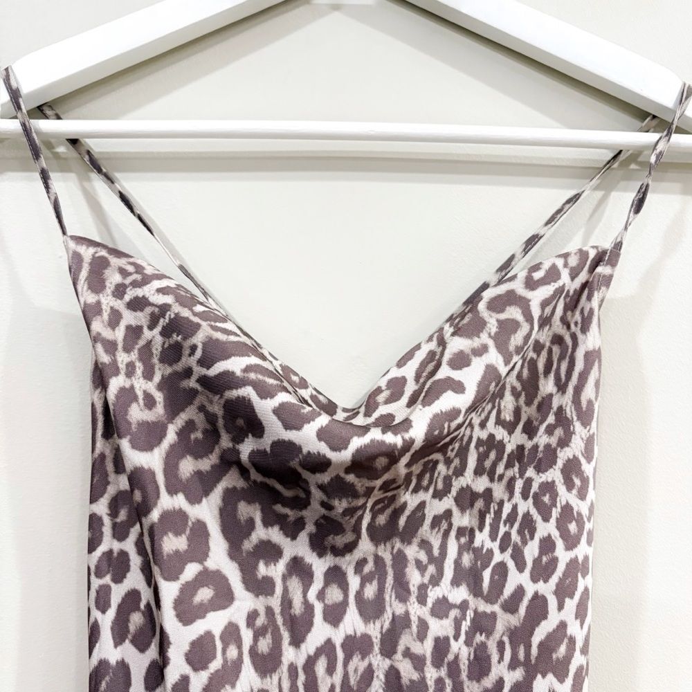 NWOT & Other Stories Leopard Slip Maxi Dress US 4 – Viscose Cowl Neck Satin Look - Picture 10 of 12